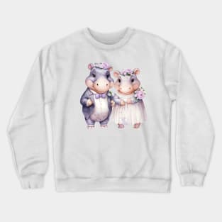 Hippopotamus Couple Gets Married Crewneck Sweatshirt